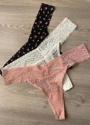 Мереживні стрінги набір 3 шт primark