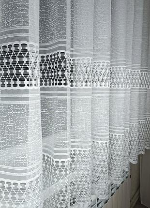 Кухонная тюль,тюль серая, коротка гардина на кухню с узором паутини, тюль кухня, тюль кухонная