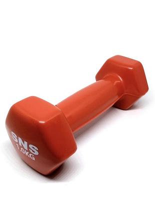 Гантель вінілова для фітнесу, 1 кг червоний