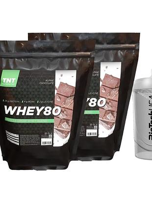 Tnt nutrition сироватковий протеїн whey protein 80% 4 кг (2 шт по 2 кг) + шейкер у подарунок — концентрат білка для росту м'язів — кавовий крем