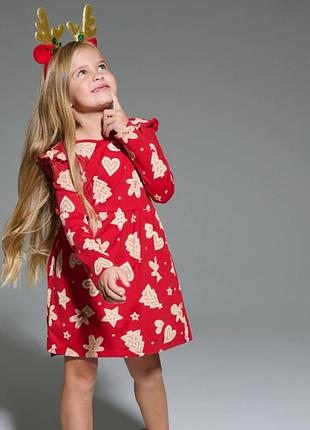 Новогоднее рождественское платье на девочку имбирный пряник печенье