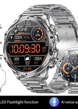 Смарт-годинник чоловічий lige powerfit 1.9* – 700 маг, ліхтарик, 100+ режимів, 2 ремінці в комплекті
