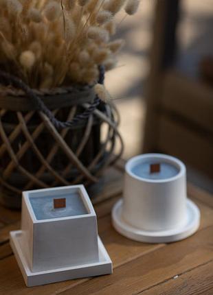 Набор ароматических соевых свечей в гипсовых кашпо duo на подставках orgazmiс