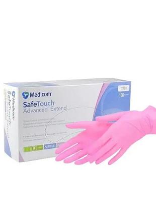 Перчатки нитриловые safetouch pink medicom размер s (100 шт) цвет розовый