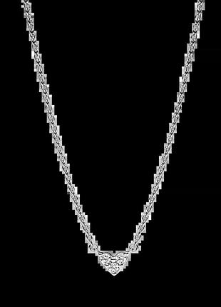Серебряное колье pandora «сверкающее сердце» 393014c01