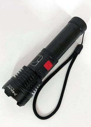 Фонарик светодиодный с аккумулятором x-balog bl-x72-p90, фонарь ручной мощный, деликатный фонарь