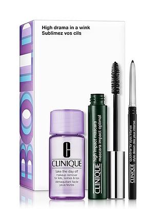 Женский набор clinique high impact case (демикияж, тушь, черный карандаш)