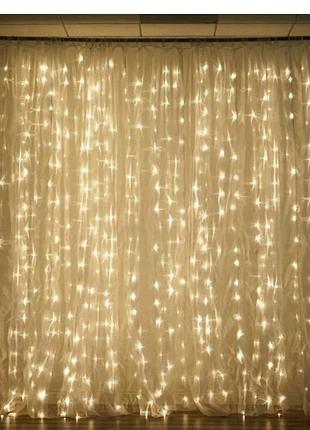 Гірлянда- штора, 2m*2m, usb),160 led, теплий білий
