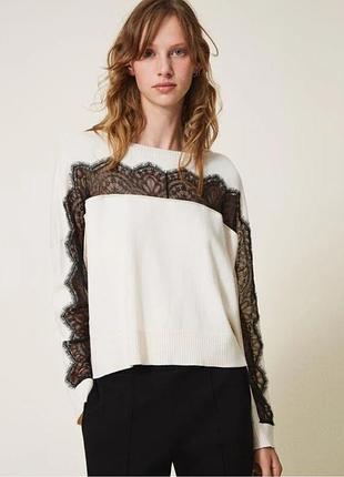 Twinset
maglia con intarsio di pizzo