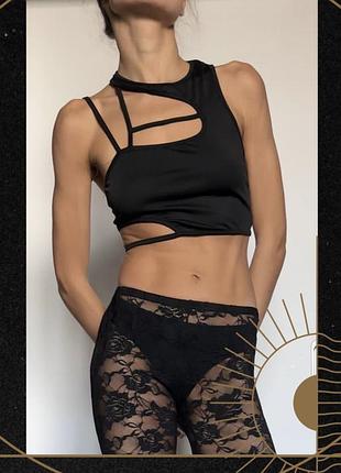 Топ трикотаж бретелі вирізи портупея майка тренд кіберпанк y2k jaded