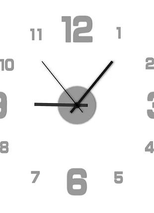 Настенные часы 3d безрамочные, самоклеящиеся детали, диаметр 40 см silver