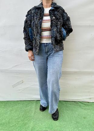 Шуба з джинсовими вставками