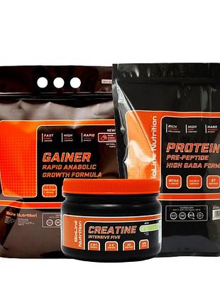 Xl набір на м'язову масу 2 кг протеіну, 3 кг гейнеру + креатин(bioline). тирамісу