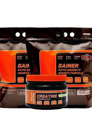 Набір на масу "гейнер pro+" 6 кг гейнеру + креатин(bioline). мультифрукт