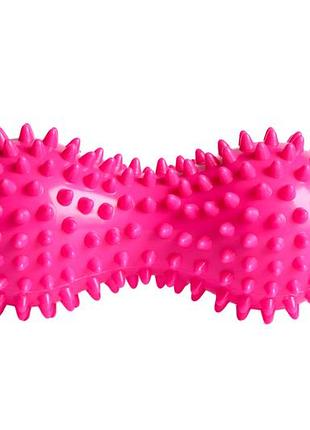 Массажный мяч (ролик) двойной арахис с шипами, 14х6.5 см, мфр розовый