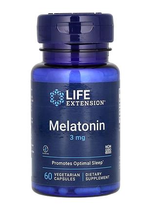 Melatonin, life extension, мелатонин, 3 мг, 60 капсул