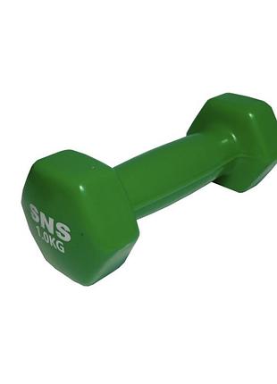 Гантели виниловые для фитнеса , пара по 1 кг (общий вес 2 кг) зелёный