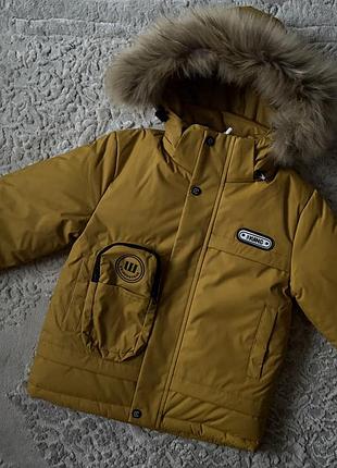 Дитяча зимова подовжена куртка на хлопчика 104-128