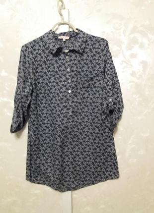 Удлиненная вискозная рубашка с птичками