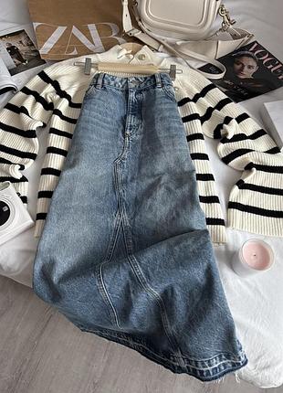 Джинсовая юбка макси с разрезом m&s размер m l