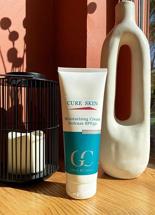 Розлив! ззволожуючий і сонцезахисний крем для обличчя всесезонний база під макіяж cure skin spf-50 55,25,15мл 30