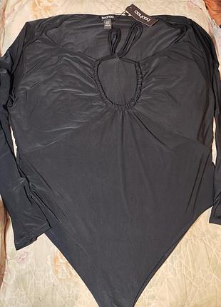 Класний стильний боді трико купальник з довгим рукавом великий розмір.