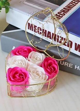 Подарочный набор с розами из мыла, розы из мыла 6 шт, розы из мыла, набор мыла розы