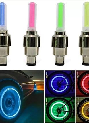 Светодиодная подсветка для велосипедного колеса led, для велосипеда, светящиеся колпачки, 2 шт синий
