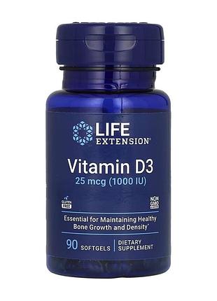 Vitamin d3, life extension, витамин d3, 25 мкг (1000 ме), 90 капсул