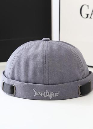 Кепка бини без козырька акула серый