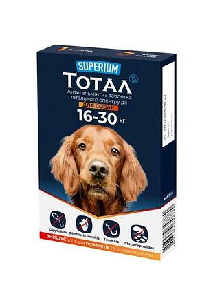 Антигельминтные таблетки. superium тотал тотального спектра действия, для собак 16-30 кг.