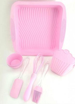 Набор кухонных принадлежностей a-plus силиконовый 1951 g розовый