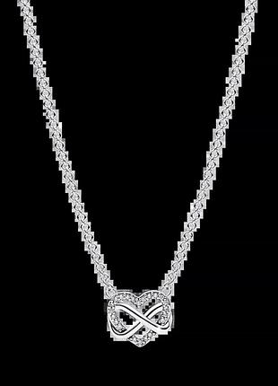 Серебряное колье pandora «сверкающее сердце бесконечности» 392666c01