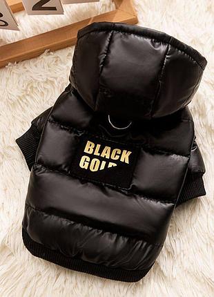 Стильна зимова куртка для собак “black gold” – комфорт та захист у холодну погоду 25 см (довжина спинки)