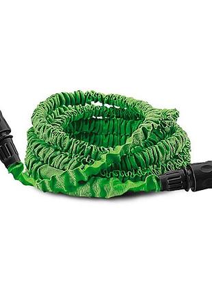 Усиленный садовый шланг для полива xhose 15 м с распылителем зеленый