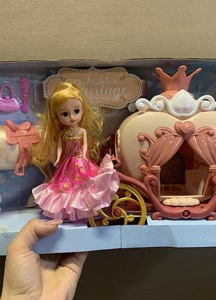 Карета с лошадкой единорог пегас и принцесса, с кукла звуковые и световые эффекты экипаж барби