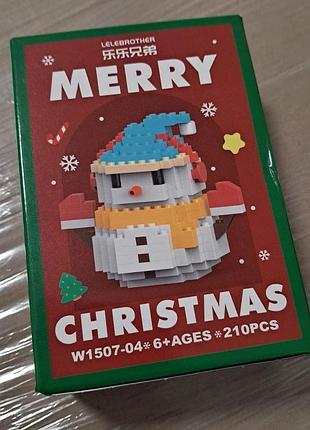 3д конструктор "снеговичек" новогодний конструктор из блоков в виде снеговичка маленький конструктор снеговичек маленький подарок на новый год