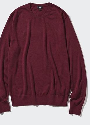 Новий.светр з меріно бордовий 100% merino premium crew sweater burgundy  оригінал зі свіжих колекцій