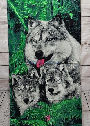 Пляжний рушник пляжное полотенце 70* 140 с волками