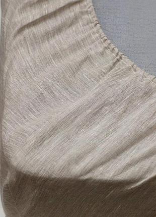 Льняная простынь на резинке размер 140х200х20 см, серая