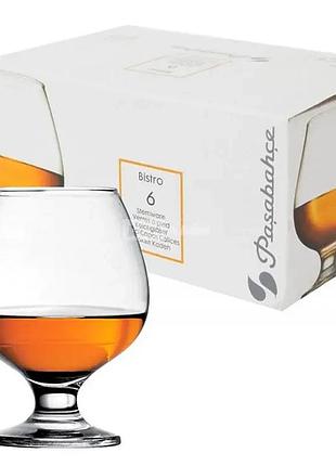 Набор коньячных бокалов для коньяка и бренди коньячницы стеклянные 44188 pasabahce bistro 6 штук 400 мл