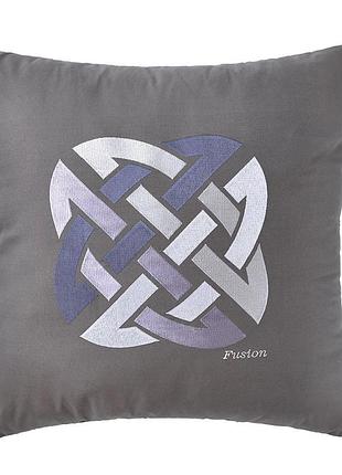 Подушка декоративная 50х50 см fusion ideia антиаллергенная серая с вышивкой