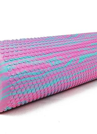 Массажный ролик easyfit foam roller 45 см двухцветный розовый-мятный