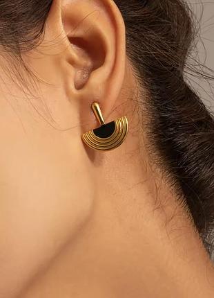 Тренд стильні золотисті медична нержавіюча сталь сережки кульчики пусети позолота