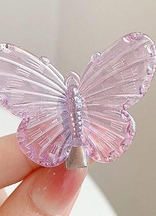 Маленькие прозрачные заколки бабочки для девочки фиолетовый