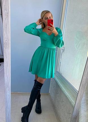 Распродажа🏷 праздничное шелковое платье бюстье с рукавами фонариками с пышной юбкой