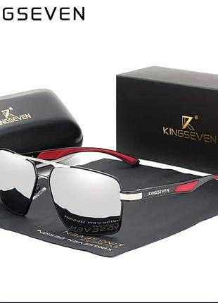 Брендові чоловічі сонцезахисні поляризаційні окуляри kingseven дзеркало silver / очки мужские солнцезащитные