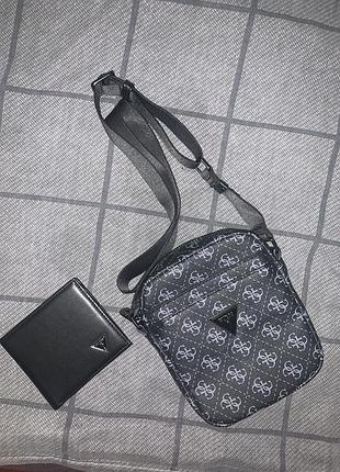 Сумка guess — б/у, чорна, гарний стан + кошелек у подарунок