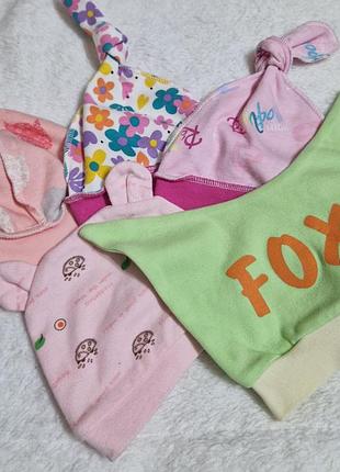 Шапочки для девочки 0-3 мес