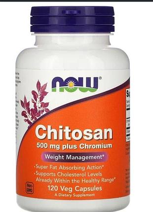 Хитозан 500 мг + хром now foods 120 капсул